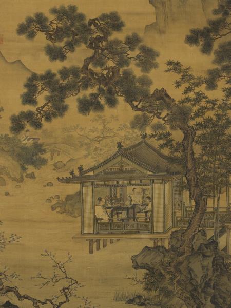 宋劉松年溪亭客話圖　軸