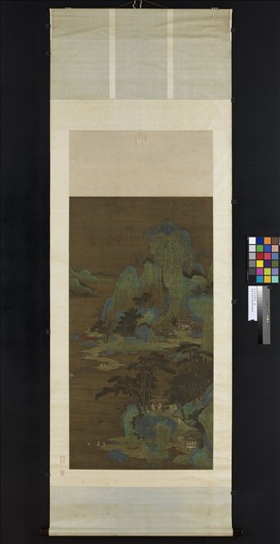 宋人松亭撫琴　軸