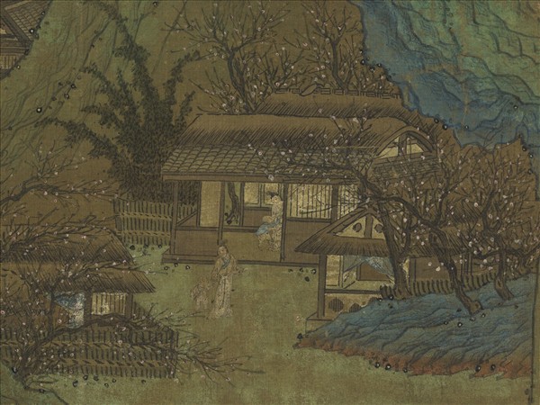 宋人松亭撫琴　軸