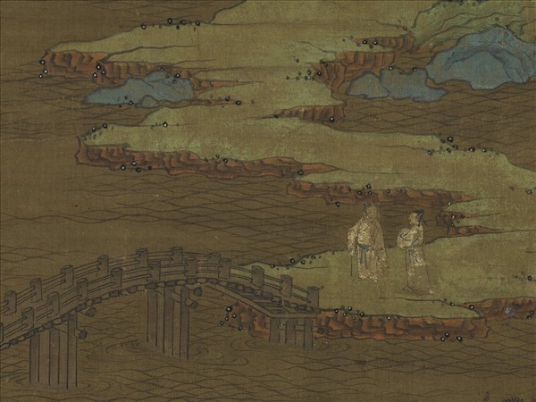 宋人松亭撫琴　軸