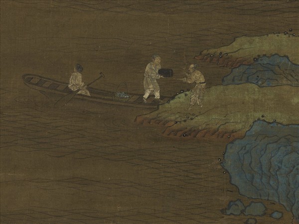 宋人松亭撫琴　軸