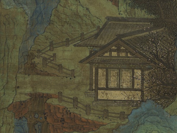 宋人松亭撫琴　軸