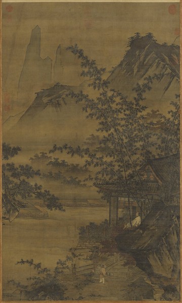 宋人水亭琴興　軸