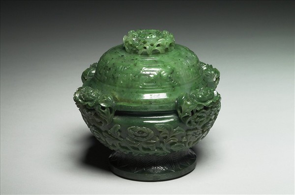 玉牡丹花四耳爐