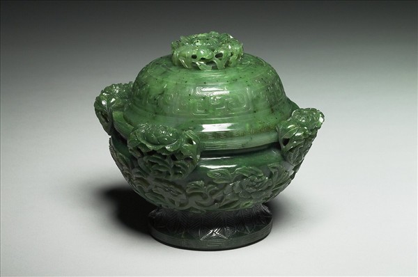 玉牡丹花四耳爐