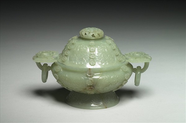 玉番蓮紋雙耳爐