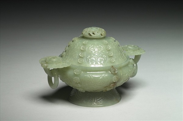 玉番蓮紋雙耳爐