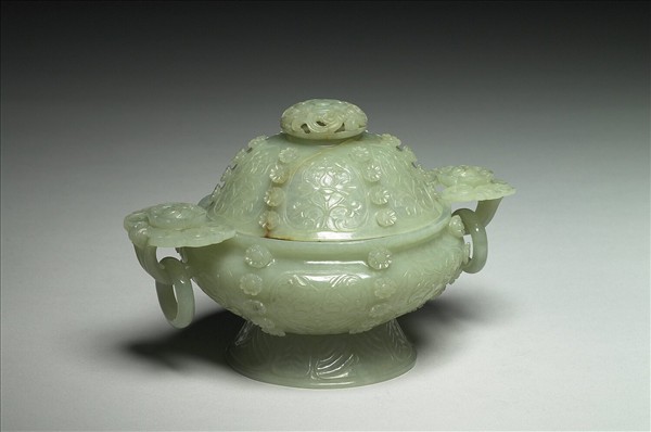 玉番蓮紋雙耳爐