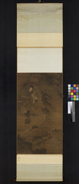 宋人畫調鶴采花仙　軸