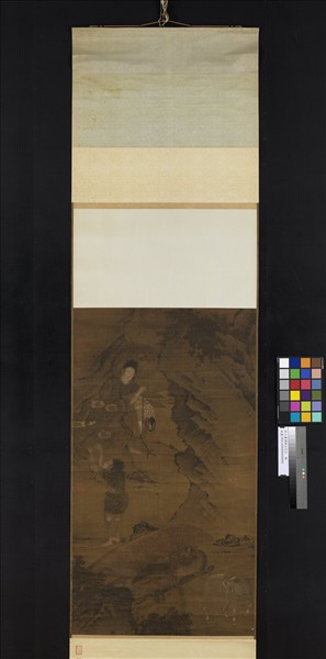 宋人畫調鶴采花仙　軸