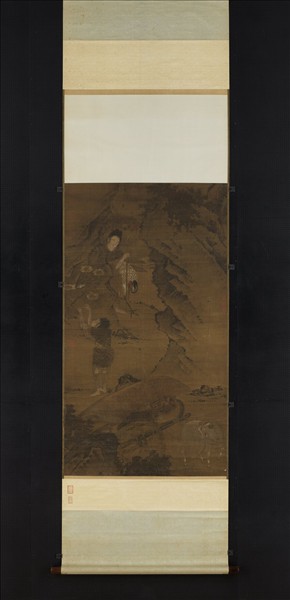 宋人畫調鶴采花仙　軸