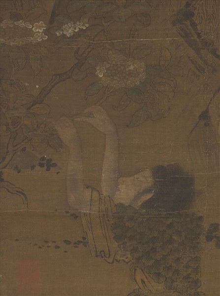 宋人畫調鶴采花仙　軸