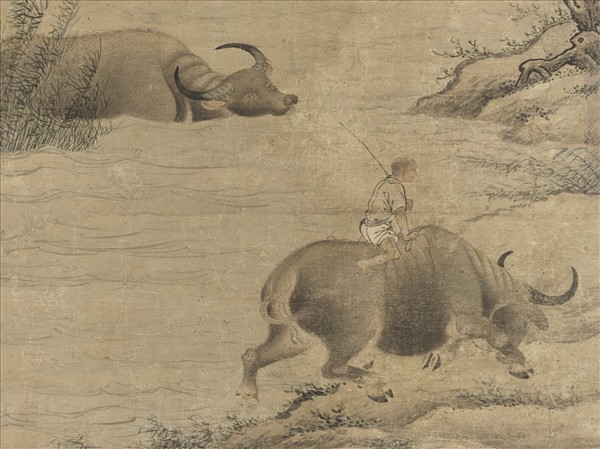 宋人清溪晚牧圖　軸