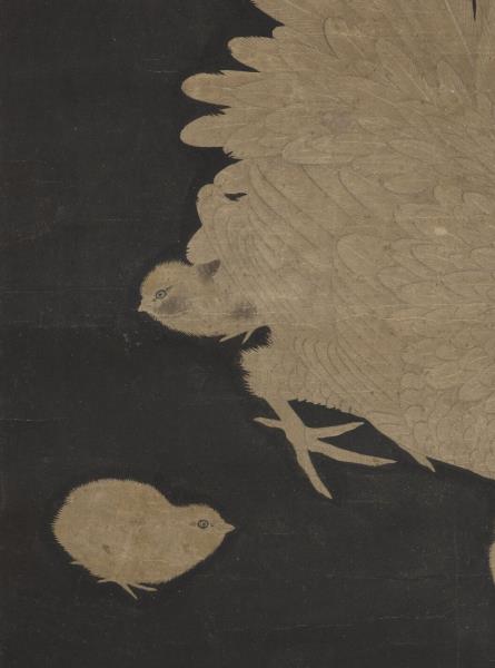 宋人畫子母雞圖　軸