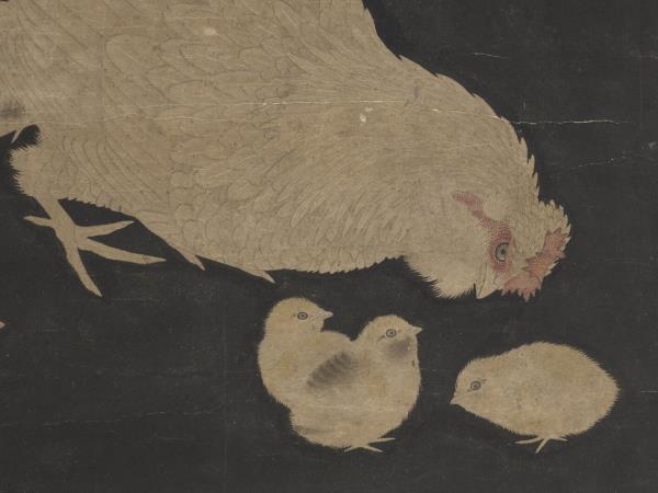 宋人畫子母雞圖　軸