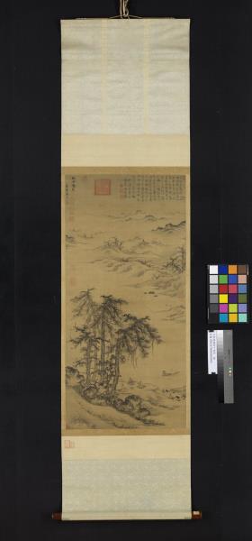 元朱德潤林下鳴琴　軸