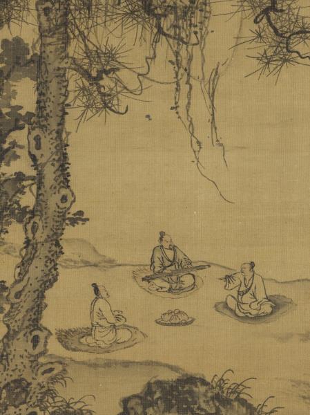 元朱德潤林下鳴琴　軸