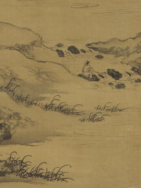 元朱德潤林下鳴琴　軸