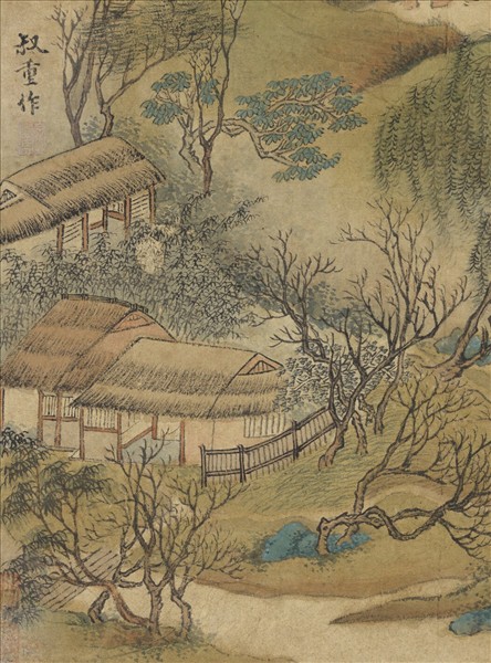 元朱叔重春塘柳色　軸