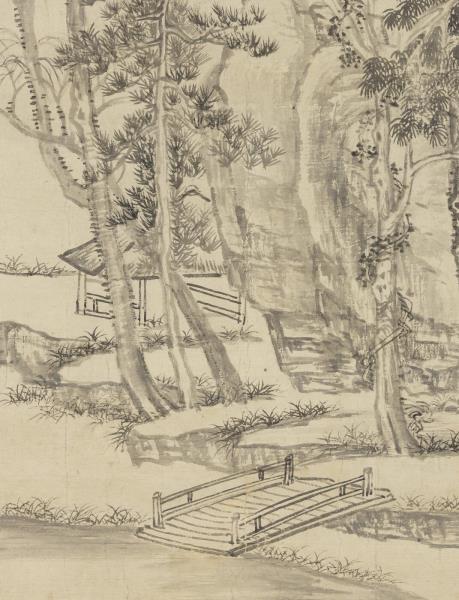 元曹知白疎林亭子　軸