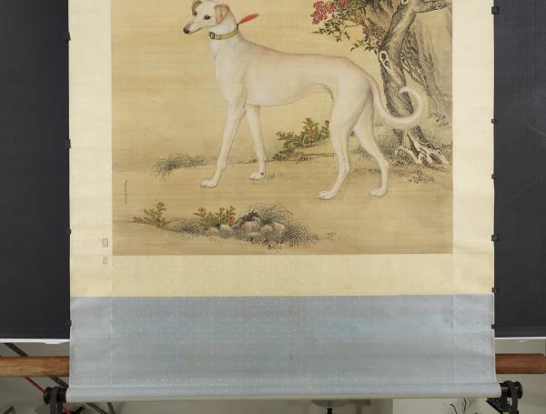 清郎世寧十駿犬霜花鷂　軸