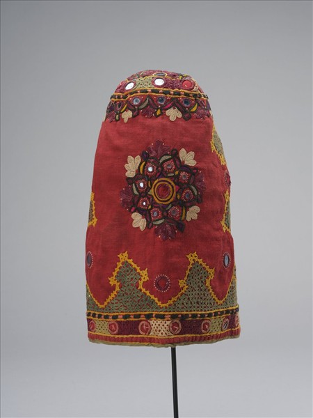 印度 紅地鏡繡帽