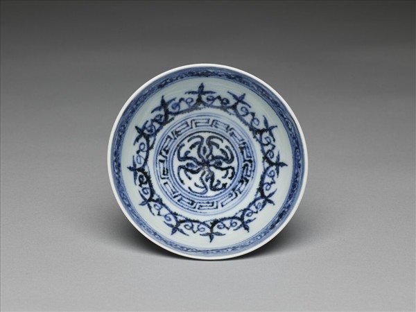 青花幾何花卉紋蓮子碗