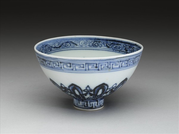 青花幾何花卉紋蓮子碗