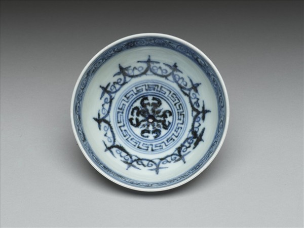 青花幾何花卉紋蓮子碗