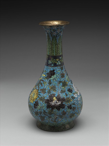 掐絲琺瑯花卉紋玉壺春式瓶