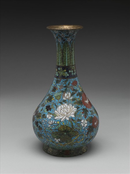 掐絲琺瑯花卉紋玉壺春式瓶