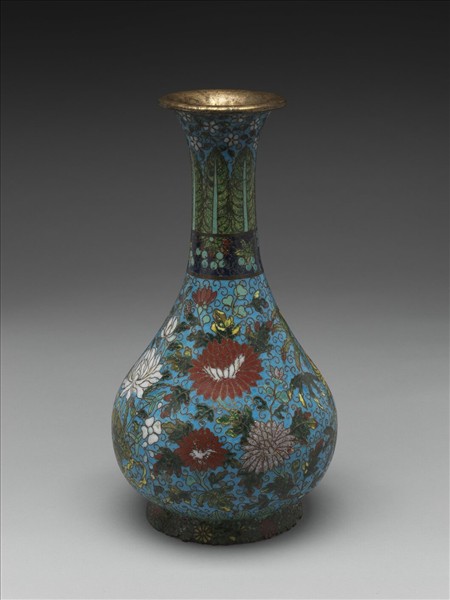 掐絲琺瑯花卉紋玉壺春式瓶