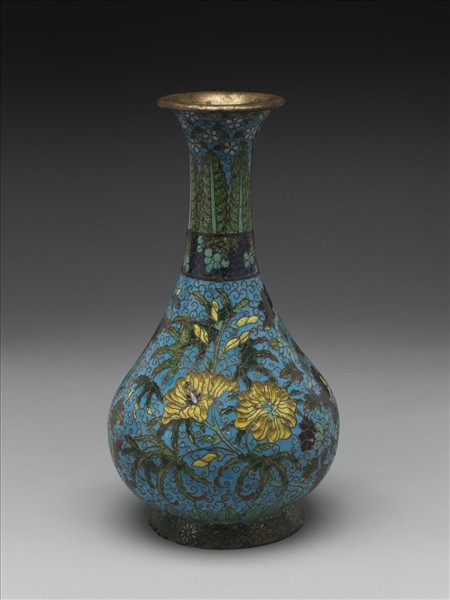 掐絲琺瑯花卉紋玉壺春式瓶