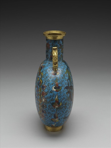 掐絲琺瑯龍耳扁壺