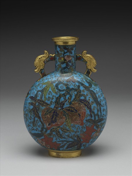 掐絲琺瑯龍耳扁壺