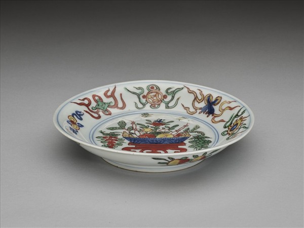 五彩花果八寶紋碟