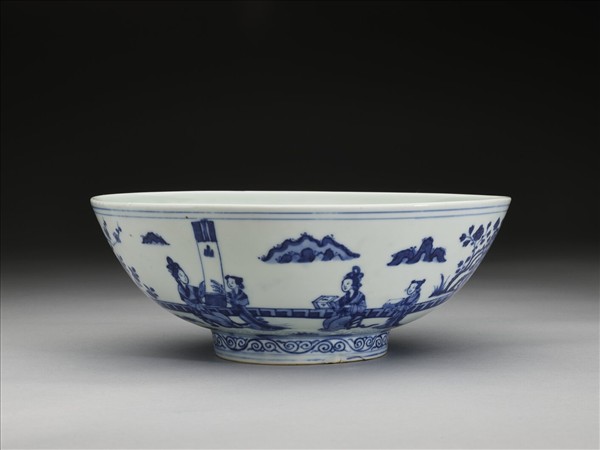 青花仕女四藝圖碗