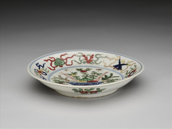 五彩花果八寶紋碟