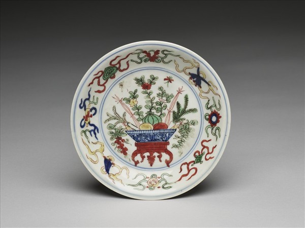 五彩花果八寶紋碟