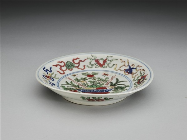 五彩花果八寶紋碟