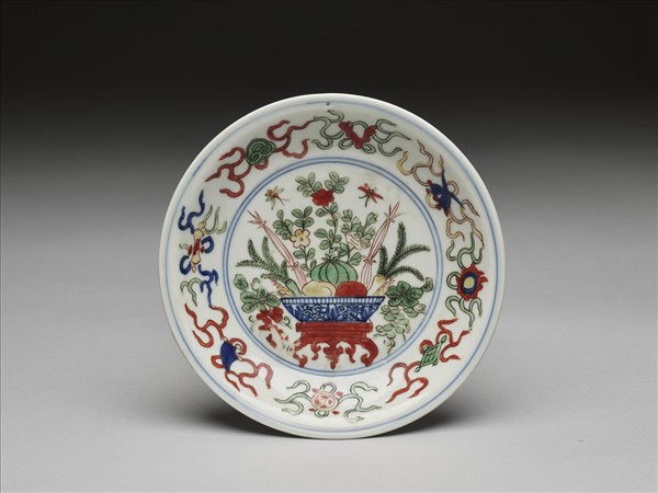 五彩花果八寶紋碟