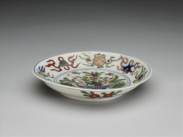 五彩花果八寶紋碟