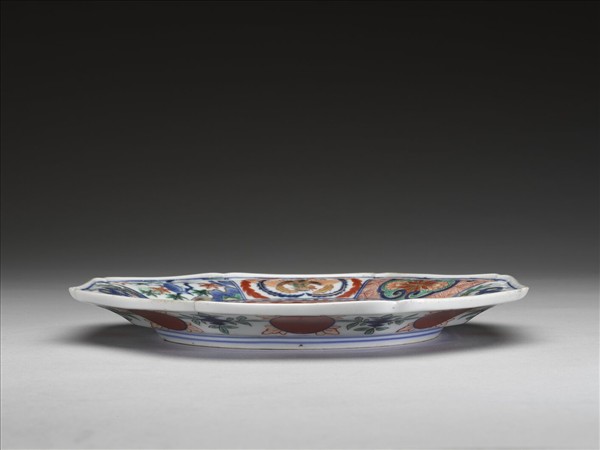 有田窯 青花五彩龍鳳紋八方盤