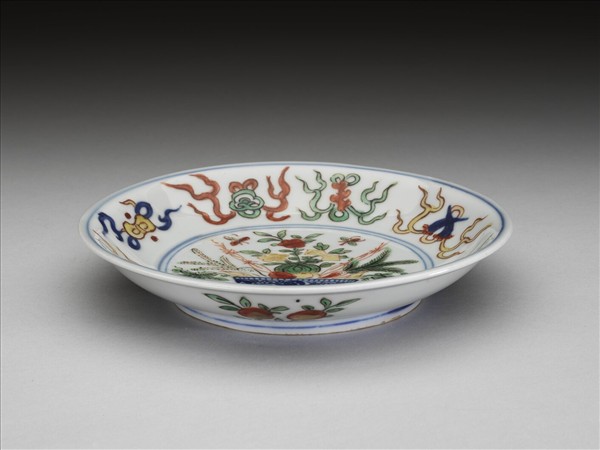 五彩花果八寶紋碟