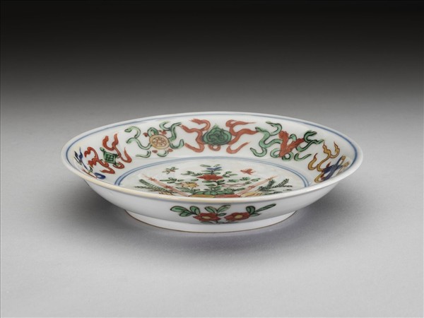 五彩花果八寶紋碟