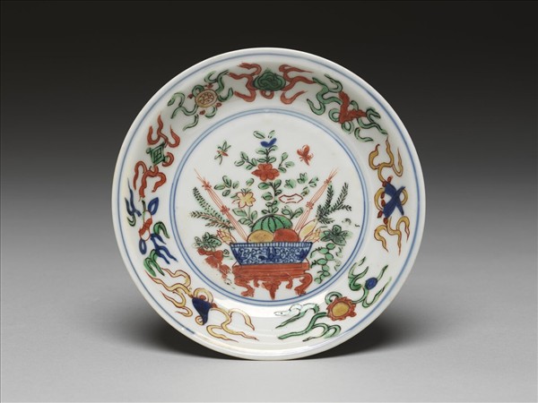五彩花果八寶紋碟