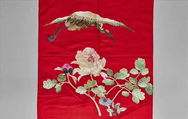 繡花鶴紋椅披
