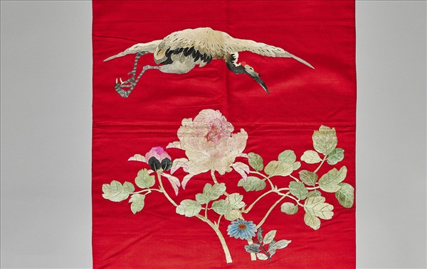 繡花鶴紋椅披
