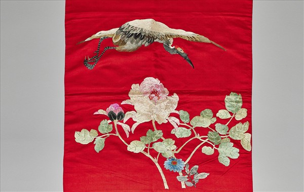 繡花鶴紋椅披