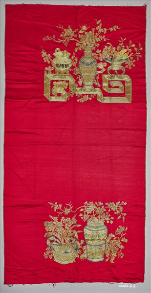 繡金線博古圖椅披